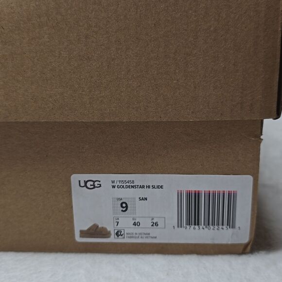 NIB Ugg Women's Goldenstar Hi Slide Platform Sandals Sz 9 Color Sand - Picture 11 of 11